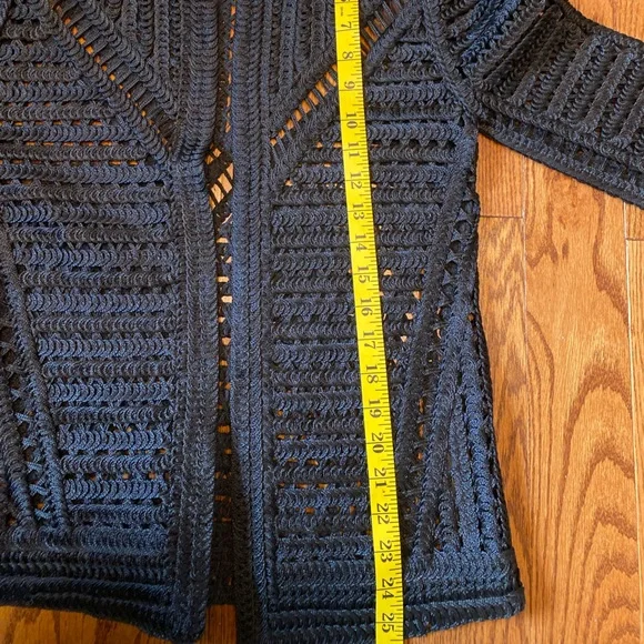 Limited Edition Zara Black Knit Heavy crochet Blazer Cardigan Boho Black Small - Picture 7 of 7